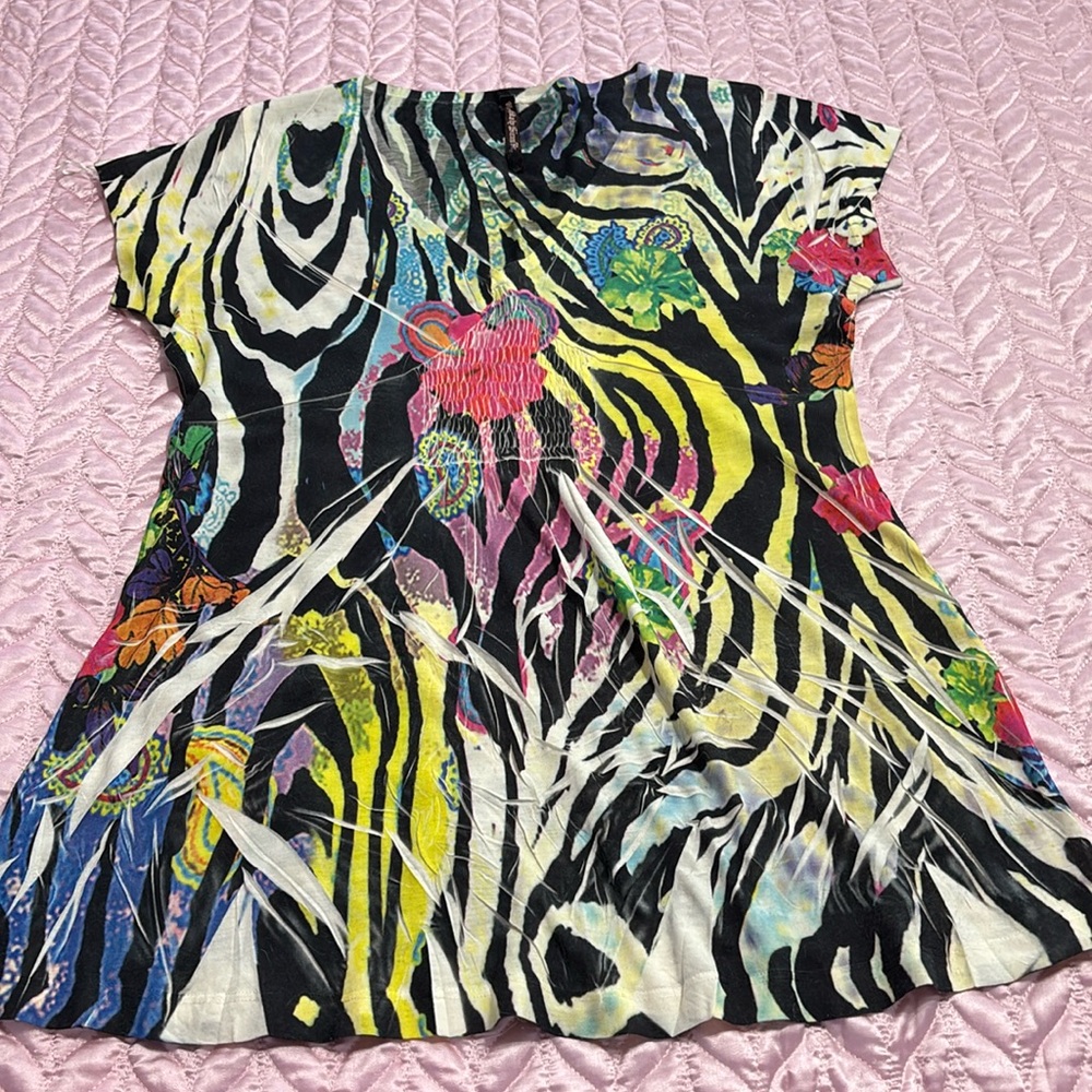 Hushbaby Sienna Rose Shirt, black/cream/bright multi print. Large